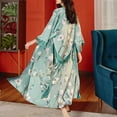 thumbnail image 3 of SWSMCLT Women's Belt Bath Robe Calf Length Bathrobe Medium Bathrobes Bridal Chic Drop Shoulder Comfy Luxury Green Small-X-Large, 3 of 5