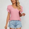 thumbnail image 2 of Kingdiese Womens Summer Casual V Neck Short Sleeve T Shirt Loose Fit Double Layer Sleeve And Collar Top Trashier Shirts, Size XXL, 2 of 4