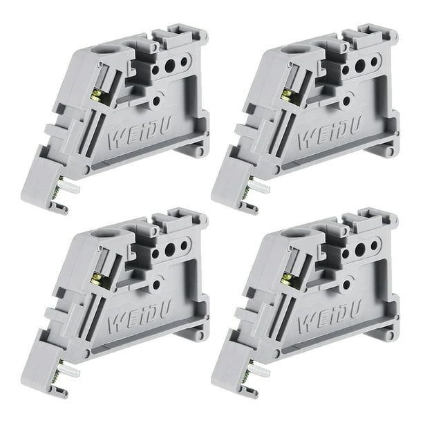 EW35 DIN Rail Terminal Blocks End Stopper Bracket Grey 4Pcs Walmart