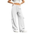 thumbnail image 6 of BXJX Womens Sweatpants, Running Elastic Waist Casual Straight Leg Athletic Pants with Pockets White Size S, 6 of 9