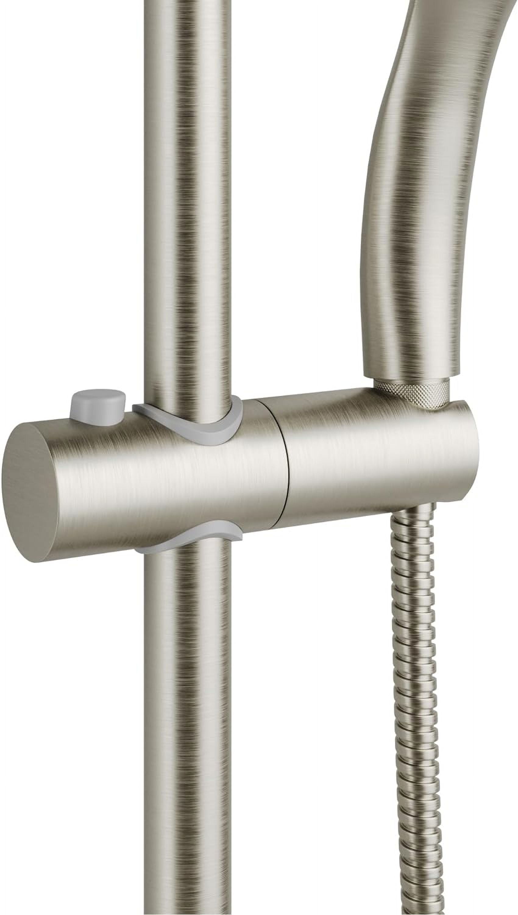 Kauai III 8-in Rain Showerhead Shower System with Slide Bar and Integrated Soap Dish Brushed Nickel 1.8 GPM