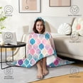 thumbnail image 4 of Wearable Blanket,Multi Color Moroccan Checkered Pattern Hooded Wearable Sherpa Blanket for Adults & Teens,Winter Poncho Shawl Wrap Cape Thick Warm,50"x60", 4 of 5