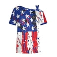 thumbnail image 4 of SELONE Heart Shirts for Women 4th of July Star Stripe Tops One Shoulder Short Sleeve Clothes Patriotic Graphic Wear, 4 of 4