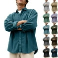 thumbnail image 3 of CYiJun George Corduroy Shirt for Men Casual Long Sleeve Soft Work Lightweight Button Down Shirts, 3 of 8