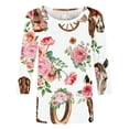 thumbnail image 4 of Wanfds Hauts de Mode Multicolores pour Femmes 2024 Col Rond Manches Trois-Quarts TTG, 4 of 5