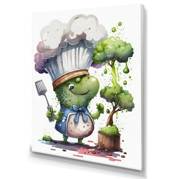 Designart Cute Brocoli With Chef Hat I Canvas Wall Art