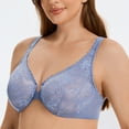 thumbnail image 3 of MELENECA Women's Plus Size Racerback Unlined Lace Underwire Front Closure Bra Slate Blue 42DD, 3 of 6