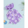 thumbnail image 3 of Bslissey Baby Girls Zipper One Piece Swimsuits Flower Print Long Sleeve Ruffle Jumpsuit Infant Casual Sunsuit with Hat 3M-24M Toddler Rashguard Bathing Suit Swimwear, 3 of 9