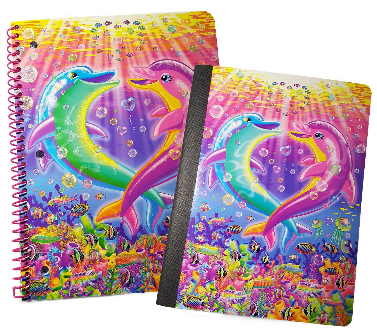 Dolphin Notebook Composition Bundle: 2 Items - (1) Glitter Spiral