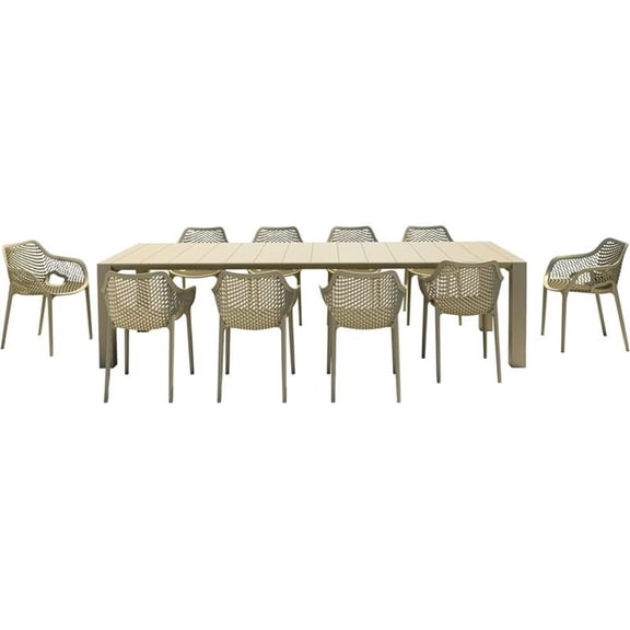 Air XL Extension 11 Piece Dining Set in Taupe