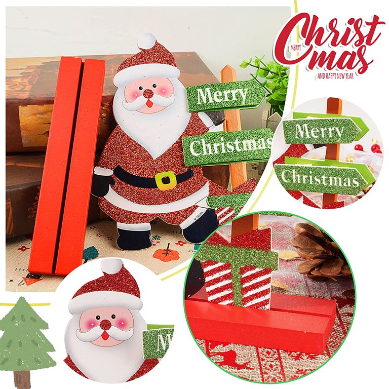 UFLF 3Pcs Christmas Ornaments Wooden Miniature Christmas Table Decorations  Reindeer Santa Claus Snowman Christmas Pendants Christmas Novelty  Decorations (A) – BigaMart