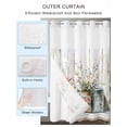 thumbnail image 2 of No Hook Cloth Fabric Shower Curtain with Snap in Liner, Daisies Flowers Waterproof Shower Curtains Set with See Through Top Window, Vintage Watercolor Plants Farmhouse Bath Curtains Shower 54"x78", 2 of 6