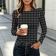 thumbnail image 4 of Auralook Women's Long Sleeve Crew Neck Crop Top Slim Fit Polka Dots TShirts Stretchy Gathering Tee Base Layering Daily Wear, 4 of 9