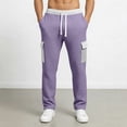 thumbnail image 7 of Relaxed Fit Drawstring Cargo Pants for Men Waffle Knit Textured Trousers Side Pockets Breathable Bottoms Casual Lounge Home-wear, 7 of 7