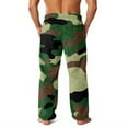 thumbnail image 3 of Fabrcox Camouflage Mens Sleep Lounge Pants Loose Fit Pajama Bottoms with Pockets Elastic Waist Winter Warm Casual Mid Waisted Home Pajama Bottoms Army Green 2XL, 3 of 4