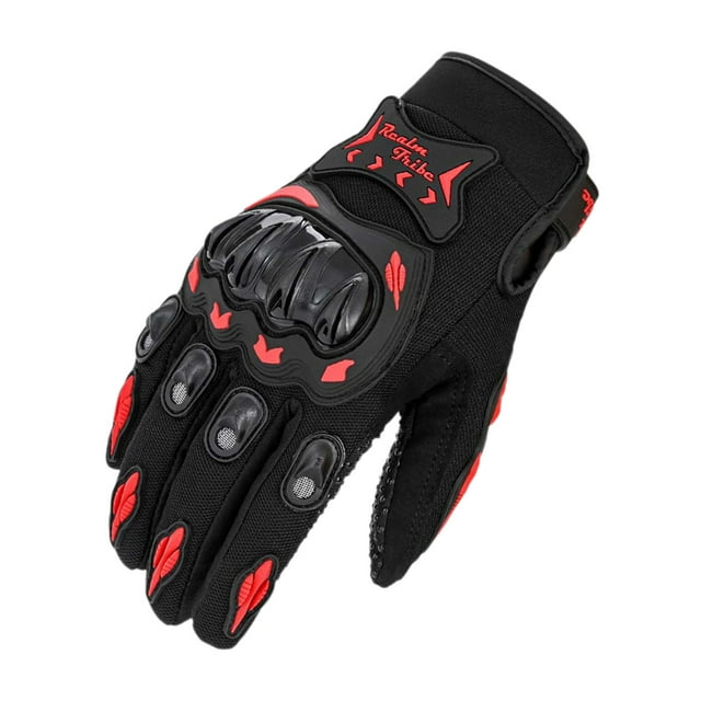 Gants de Moto Rouges pour 9.5-10Cm Largeur Paume avec Rembourrage Protecteur Sports Motocross Manipulation une Paire Matériau Nylon 140 Char Rouge