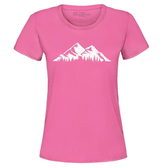 Shop4Ever Women's Mountains Scenery Nature Wildlife Graphic T-Shirt XX-Large Azalea Pink