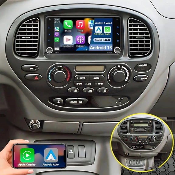 Gsuatey Android 13 Car Stereo for Toyota Tundra 2001-2007 with Wireless Carplay Android Auto, 7 Inch HD Touchscreen Car Radio with WiFi GPS Bluetooth FM/RDS EQ SWC Backup Camera MIC