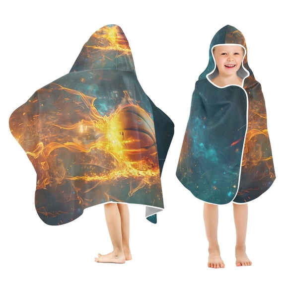 A Basketball Flight Kids Hooded Beach Towel Baby Bath Poncho Towels with Hood Absorbent 50"x23.5" for Pool Swimming