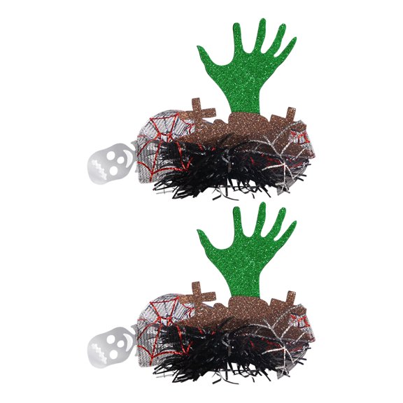 YIFAEUX 1 Pair Halloween Dog Barrettes Witch Hat Pet Hair Clip Felt Skull Gauze Hair Accessories for Puppy Cats Festive Dress up