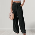 thumbnail image 3 of Pantalones Pantalones de cintura elástica Pantalones palazzo casuales Traje de vacaciones de línea H de mezcla de algodón Ygjytge Negro T M para Mujer, 3 of 6