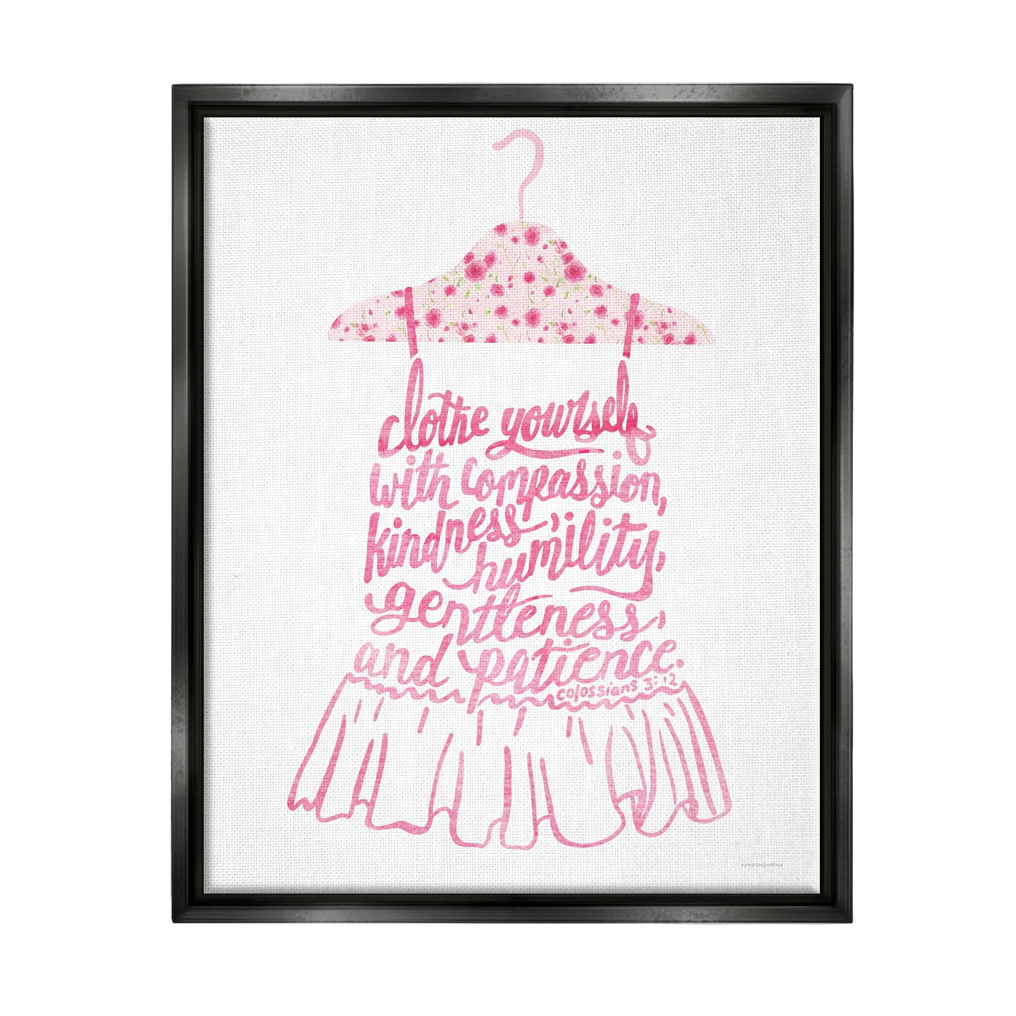 Stupell Industries Pink Stylish Uplifting Quote Religious Verse Calligraphy Graphic Art Luster Gray Floating Framed Canvas Print Wall Art, Design by Kamdon Kreations