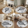thumbnail image 5 of Round Area Rugs 4Ft, Hot Air Balloon Non-Slip Washable Circle Rugs Carpet, Retro Black White Stripes Balloons Simple Art Indoor Outdoor Rug Floor Mats Throw Runner for Bedroom Living Room Bathroom, 5 of 8