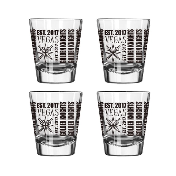Logo Brands Vegas Golden Knights 4-Pack 2oz. Shot Glass Set