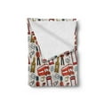thumbnail image 2 of London Soft Flannel Fleece Throw Blanket, Doodle English Crown London Cab Telephone Booth Watch Big Ben Umbrella Bicycle, Cozy Plush for Indoor and Outdoor Use, 50" x 70", Multicolor, by Ambesonne, 2 of 5