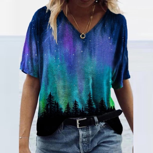 Puntoco Moda Mujer Verano Impreso Manga Corta Cuello Redondo Camiseta Casual Camisetas Puntoco Puntoco-1904