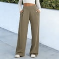 thumbnail image 2 of Htigea Women's Everyday Pants High Waisted Straight Leg Pant with Pockets Solid Color Casual Work Trousers Khaki S, 2 of 7