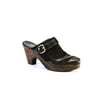Pre-owned|Fendi Women's Buckle Accent Wooden Heel Closed Toe Mules Brown Size 7.5