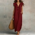 thumbnail image 2 of Puliio Maxi Dresses for Women Sleeveless V Neck Ruffle Loose Casual Dress with Pockets, 2 of 5