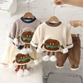 thumbnail image 4 of Godderr Kids Toddler Autumn Winter Sweatsuit Sweatpants Outfit for Boys,5M-5Y Baby Thick Fleece Sweatshirt Set Infant Cute Pullover Track Suits Warm Pajamas, 4 of 7