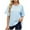 Sky Blue, variant on Sevevn Women's Fashion Casual Spring And Summer New Solid Color Thread Round Neck With Shoulder Loose Short-Sleeved Top Black S Gift for Girls