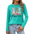 thumbnail image 2 of Alun Womens Long Sleeve T Shirts Happy Easter Festival Letter Print and Graphic Tee Tops 2026 Spring and Summer Casual Clothes Soft Comfortable Workout Leisure T-Shirt 2-Mint Green XXL, 2 of 4