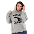 thumbnail image 3 of Cutting Carbs Pizza Cutter Foodie Unisex Plus Fleece Graphic Hoodie Brisco Brands 4X, 3 of 5
