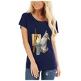 thumbnail image 1 of Hauts d'Été pour Femmes Grande Taille Femmes T-shirt à Col Rond Imprimé Lapin Pâques Manches Courtes Décontracté Ample Blouse T-shirt à Col en V Femmes en Liquidation, 1 of 8