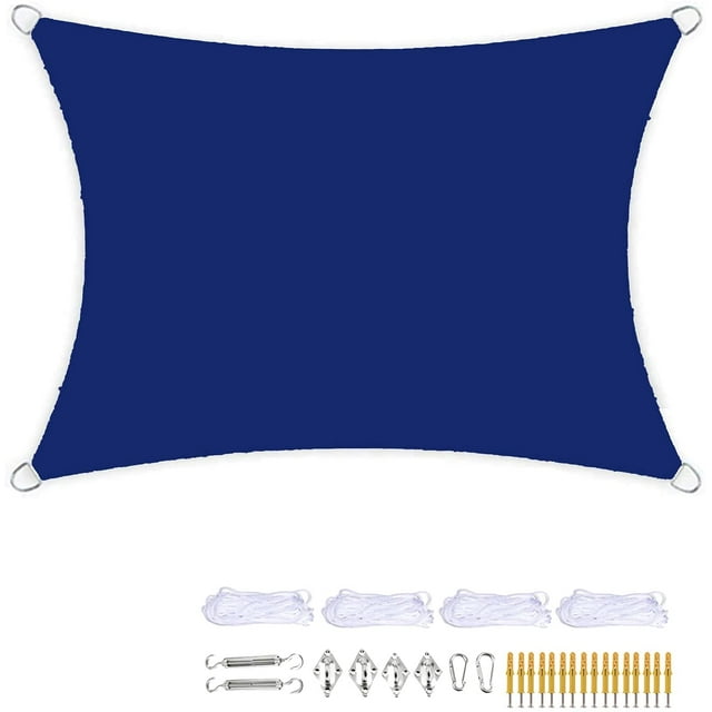 Toldo rectangular con cuerda y kit de montaje gratuitos, toldo impermeable y transpirable para piscinas, restaurantes, parques, coches, 2 x 3 m (azul oscuro)