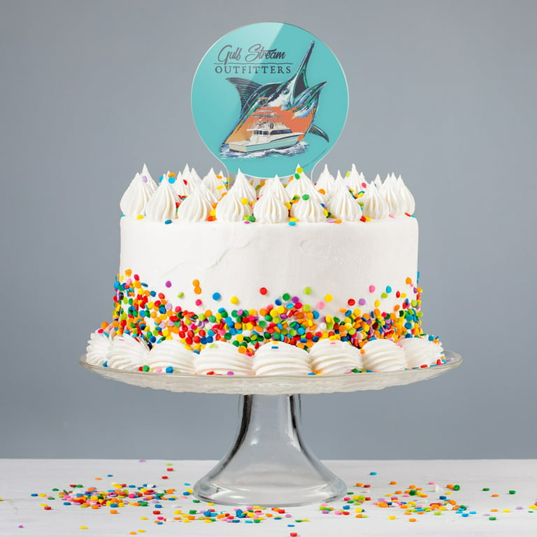 PERSONALISED CUSTOM CAKE Topper Happy Birthday Fishing Fish Marlin