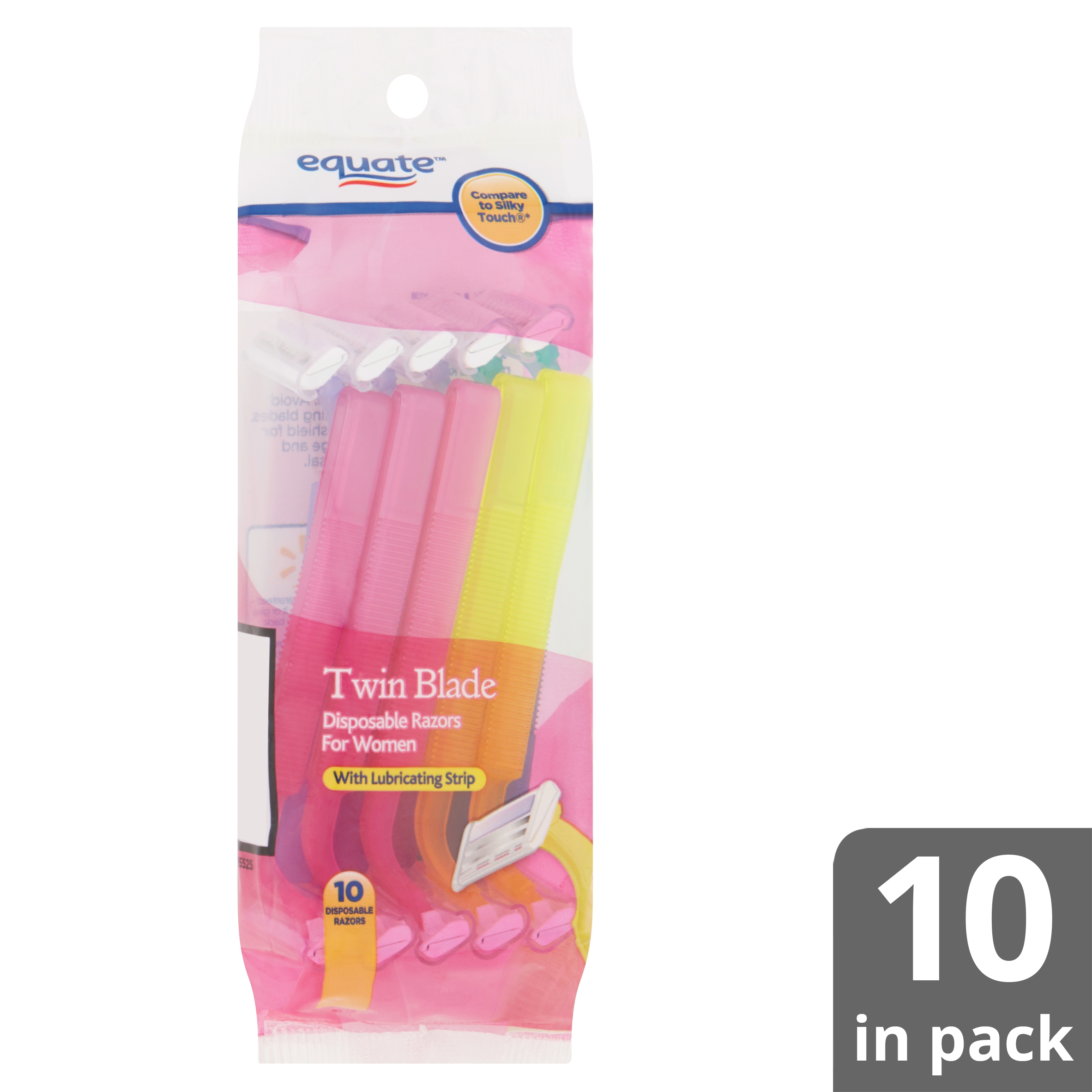 Equate Twin Blade Disposable Razors for Women, 10 Count