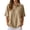 Beige, variant on Womens Polo Shirts Short Sleeve Solid Waffle Knit Polo Shirt Casual Collar Button Front Top Beige L