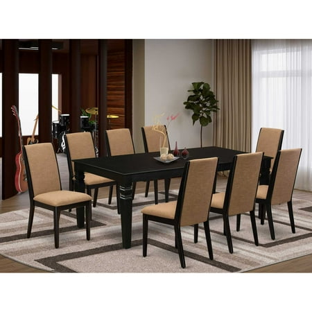 East West Furniture Dining Room Set Black LGLA9-BLK-47