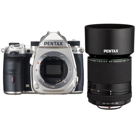 UPC: 0192223176898 | K-3 Mark III APS-C-Format DSLR Camera Body  Silver – with Pentax HD DA 55-300mm f/4.5-6.3 ED PLM WR RE Telephoto Zoom Lens