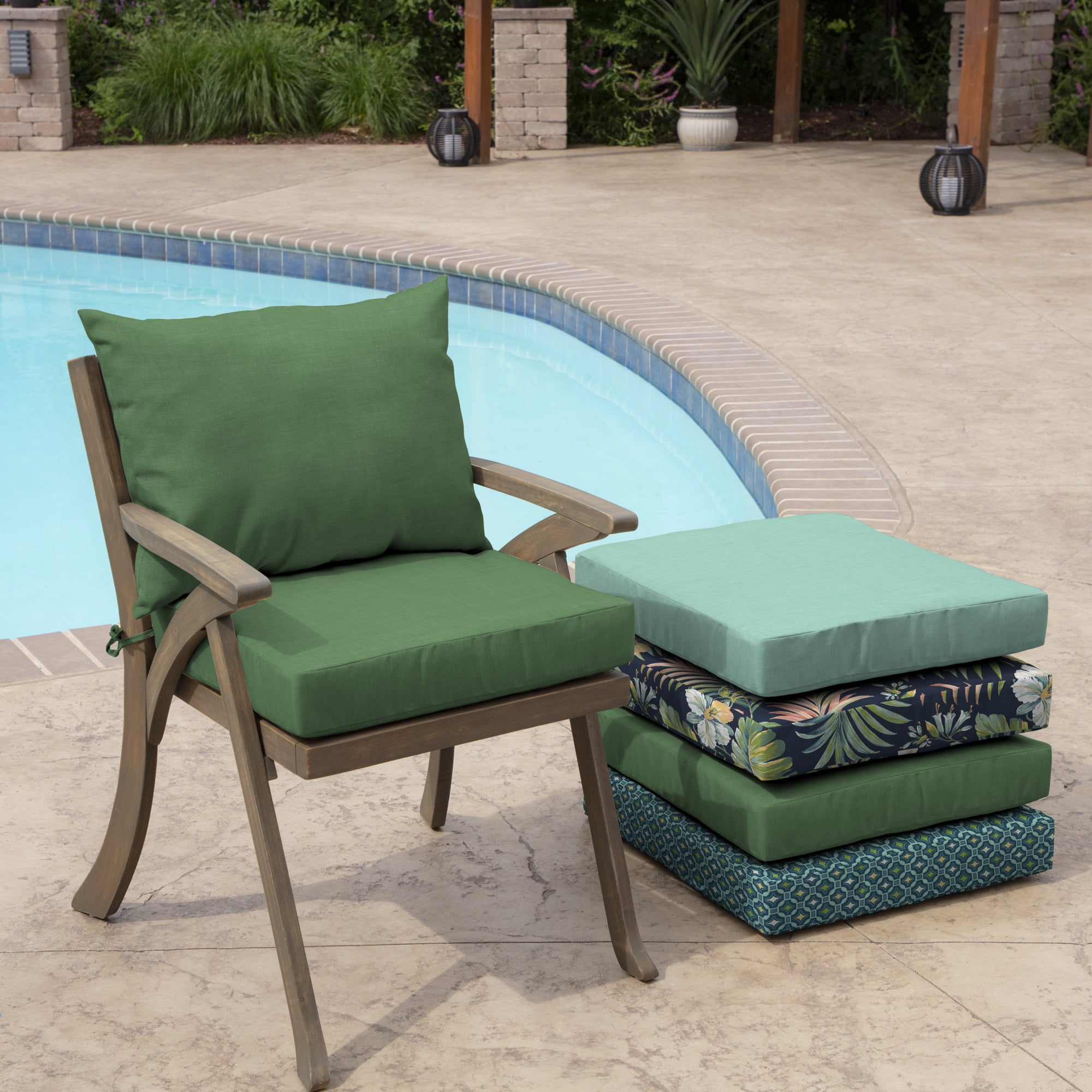 ARDEN Outdoor Dining Chair Cushion, 21 x 21, Water Repellent, Fade Resistant 21 x 21, Moss Green Leala