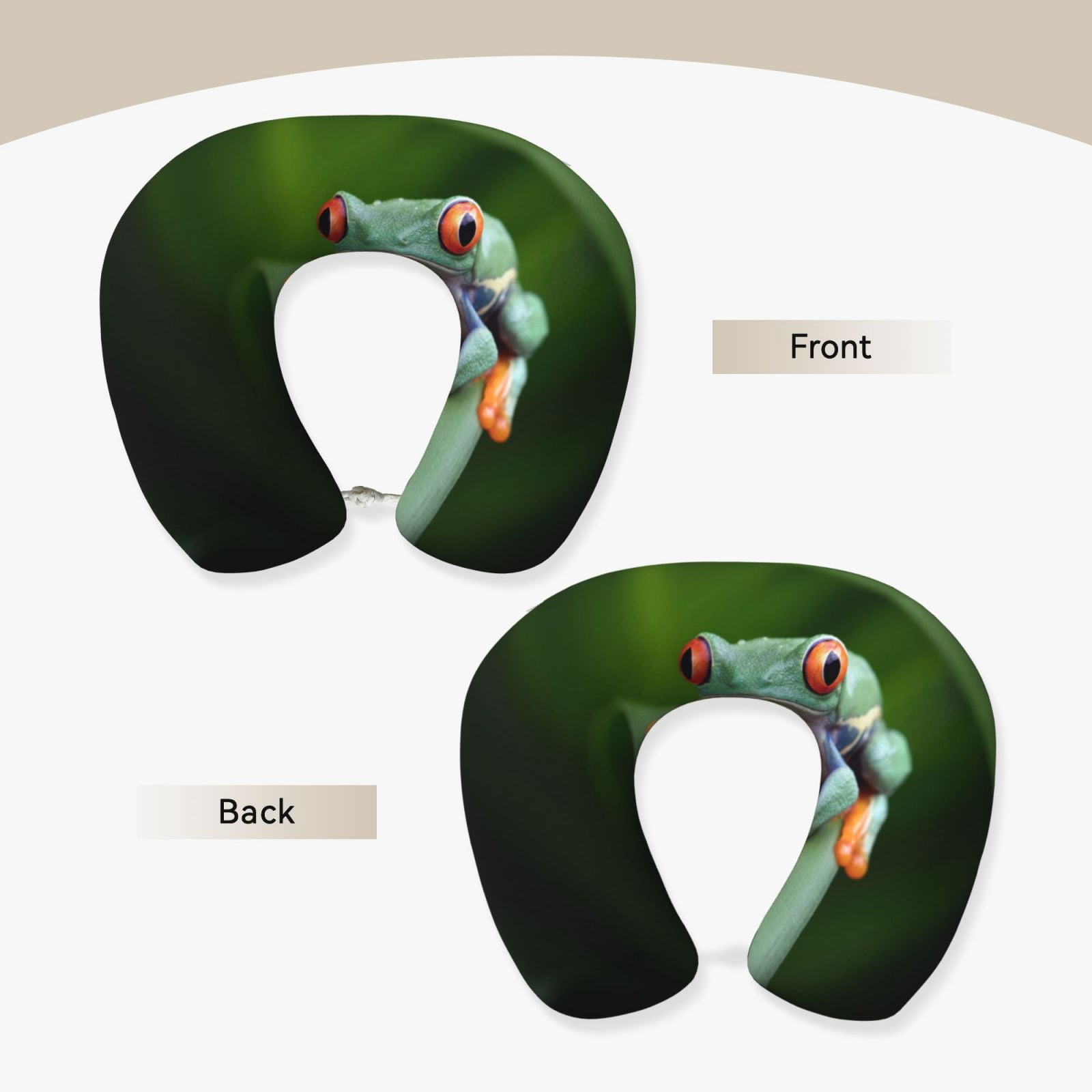Xecao Red-Eyed Tree Frog Print Memory Foam Cervical Neck Pillow Versatile U-Shaped Pillows for Home,Office,Camping,Travelling,Soft Washable Cover