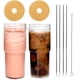 thumbnail image 1 of Vasos de vidrio ANOTION 710 ml con tapas y pajitas, 2 paquetes de bambú, 1 of 7