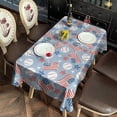 thumbnail image 3 of Blue Baseballs and USA Flags Pattern Rectangle Tablecloth 60"x102",Waterproof Polyester Rectangle Table Cloth, Wipeable Spillproof Polyester Tablecloth for Dining, Camping, Indoor and Outdoor, 3 of 6