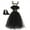 Black 4pcs, variant on IBTOM CASTLE Kids Girls Witch Costume Handmade Knitted Tulle Dress with Horns Headband Halloween Carnival Cosplay Dress up Outfits 7-8 Years Black 3pcs