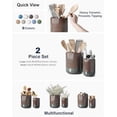 thumbnail image 2 of Utensil Holder for Kitchen Counter, 7.3"+5.4" Fluted Ceramic Utensil Crock Organizer for Countertop, Heavy Large Holder for Spatulas, Spoons, Set of 2, Olive Brown Marble, 2 of 6